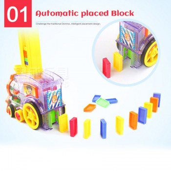 Domino Train set Catapult kit Puzzle Educational 120/60PCS Plastic Dominoes Blocks Brick DIY sound light Toy gift for boy girl