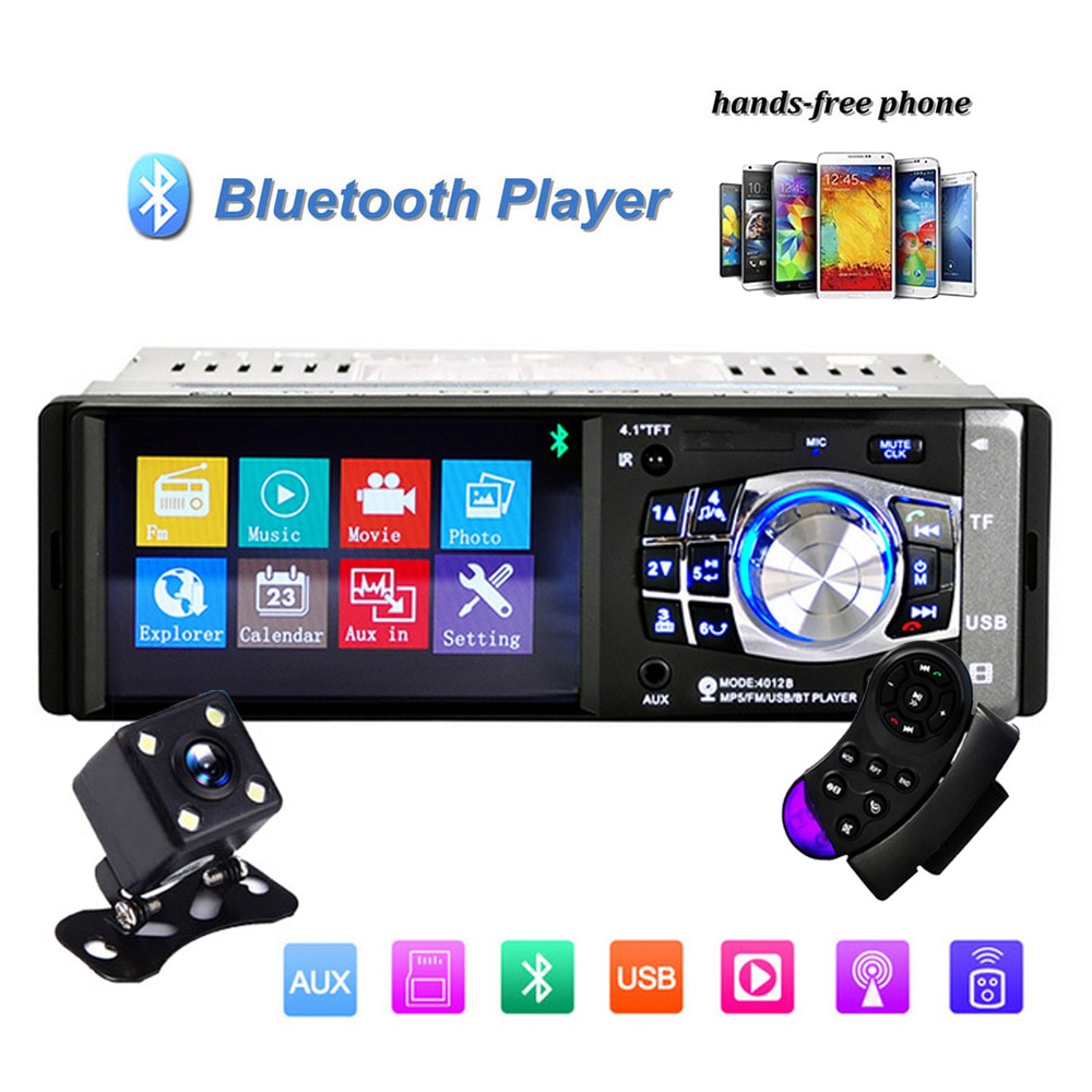 Car Radio 1 Din 4.1 inch Autoradio 4012B MP5 Multimedia Player Bluetooth FM Radio Audio With Rear Camera Steering Wheel Control