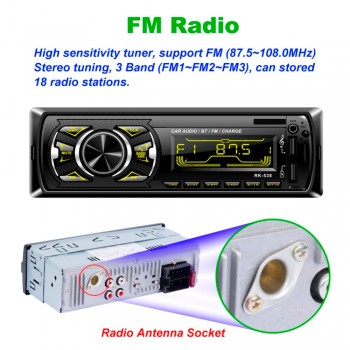 12V Bluetooth Car Stereo FM Radio MP3 Audio Player 5V Charger USB SD AUX Auto Electronics Subwoofer 1 DIN Autoradio