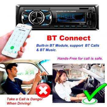 12V Bluetooth Car Stereo FM Radio MP3 Audio Player 5V Charger USB SD AUX Auto Electronics Subwoofer 1 DIN Autoradio