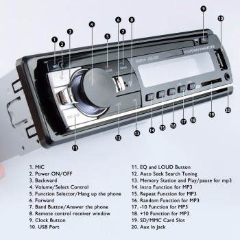Viecar MP3 Player FM Car Radio Stereo Audio Music USB SD Digital Bluetooth with In Dash Slot AUX Input