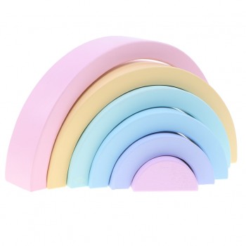 Montessori Wooden Stacking Rings Arch Blocks Kids Baby Developmental Educational Toy Set  -Macaron Color
