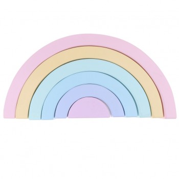 Montessori Wooden Stacking Rings Arch Blocks Kids Baby Developmental Educational Toy Set  -Macaron Color