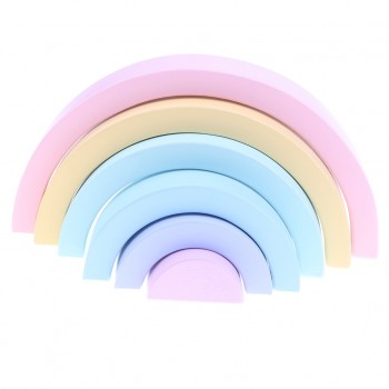Montessori Wooden Stacking Rings Arch Blocks Kids Baby Developmental Educational Toy Set  -Macaron Color