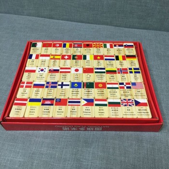 100pcs wooden country flag domino blocks for children educational toys/ Kids baby early learning National flag wood donimo block