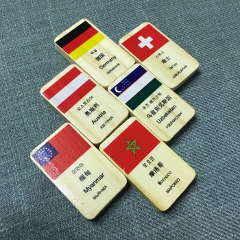 100pcs wooden country flag domino blocks for children educational toys/ Kids baby early learning National flag wood donimo block