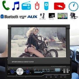 7 Inch 1 DIN Touch Screen Car MP5 Player GPS Sat NAV Bluetooth Stereo Retractable Radios Camera Support For Multi-Languages