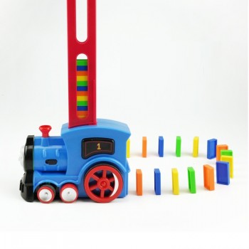 128pcs Rainbow Colored Domino Building Blocks Train Dinosaur Pull Car Toy Child Educational Toys Kids Gift