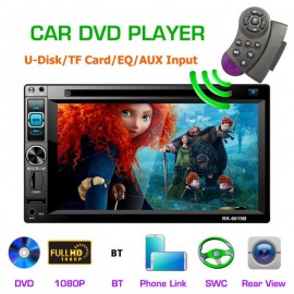 1 Set Universal HD 1080P 6.2 Inch 2 DIN Car Multimedia CD DVD Player Steering Wheel Control FM Radio Bluetooth Hands-free Calls