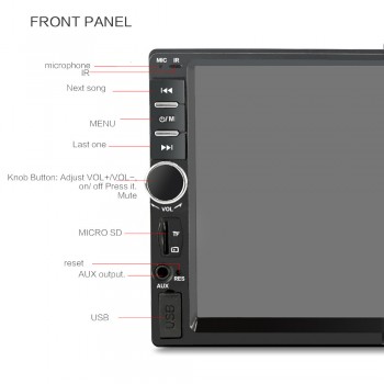 2 Din Car Central Multimedia MP5 Player 7 Touch Screen audio Stereo with Bluetooth USB TF FM Support Back up Camera Auto Radio