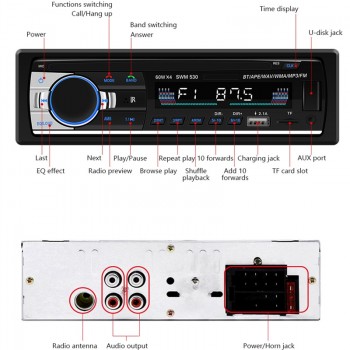 Zeepin Bluetooth Autoradio Car Stereo Radio 12V In-dash 1 Din FM Aux Input Receiver SD USB MP3 MMC WMA Car Audio Player