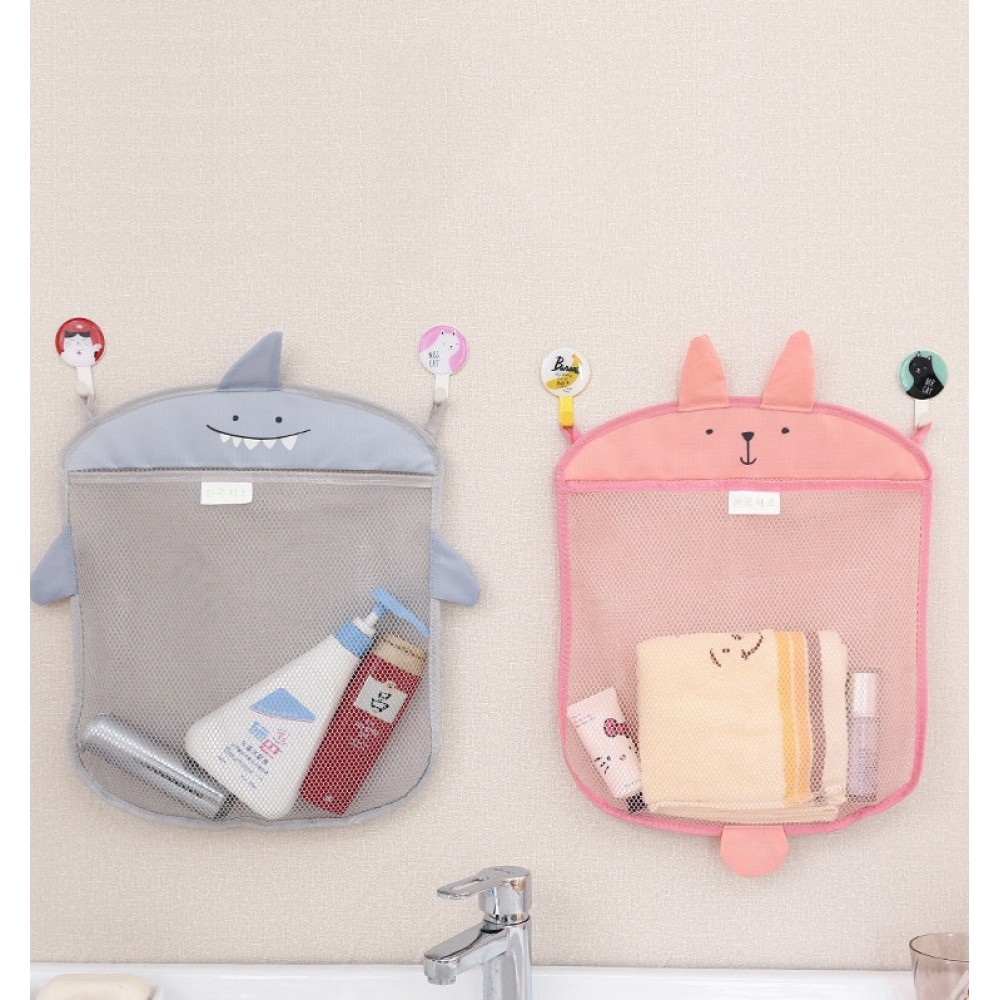 Cartoon Cute Bathroom Hanging Storage Basket Baby Kids Bathing Toy Storage Organizer Bathroom Folding Mesh Storage Basket