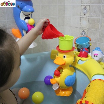 Kids Shower Bath Toys Cute Duck Waterwheel Dolphin Toys Baby  Faucet Bathing Water Spraying Tool Wheel Type Dabbling Toy No box