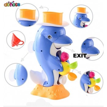 Kids Shower Bath Toys Cute Duck Waterwheel Dolphin Toys Baby  Faucet Bathing Water Spraying Tool Wheel Type Dabbling Toy No box