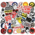 AQK 50pcs/lot Retro Rock Band Music Stickers Grean Day RHCP Dead Kennedys For Guitar Skateboard Suitcase DIY Waterproof Decals