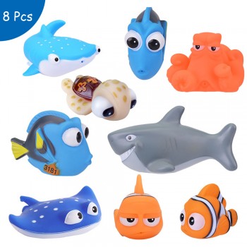 8pcs/set Baby Bath Toys Kids Funny Soft Rubber Float Spray Water Squeeze Toys Tub Rubber Bathroom Play Animals For Children #TC