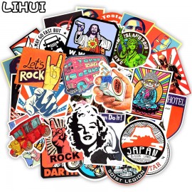 50 PCS Retro Style Sticker Graffiti Travel Funny JDM Stickers for DIY Sticker on Suitcase Luggage Laptop Bicycle Skateboard Car