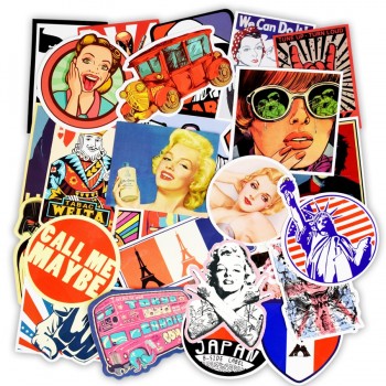 50 PCS Retro Style Sticker Graffiti Travel Funny JDM Stickers for DIY Sticker on Suitcase Luggage Laptop Bicycle Skateboard Car