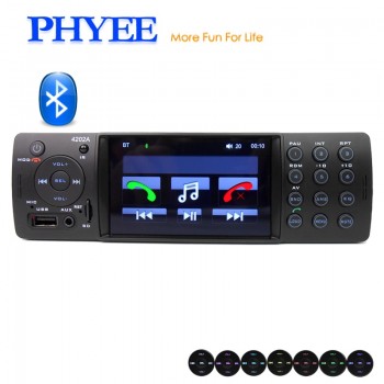 4 Auto Radio Car Stereo 1 Din Bluetooth Autoradio MP5 HD Video Player MP3 USB TF Aux Remotes In-dash Head Unit PHYEE VX-4202ABT