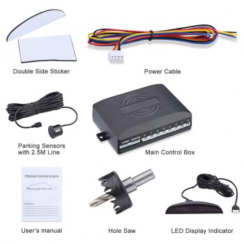 Car Parking Sensor Kit With 8 Sensors LED Display Voice Reverse Backup Radar Monitor Detector Security Alert System Accessories
