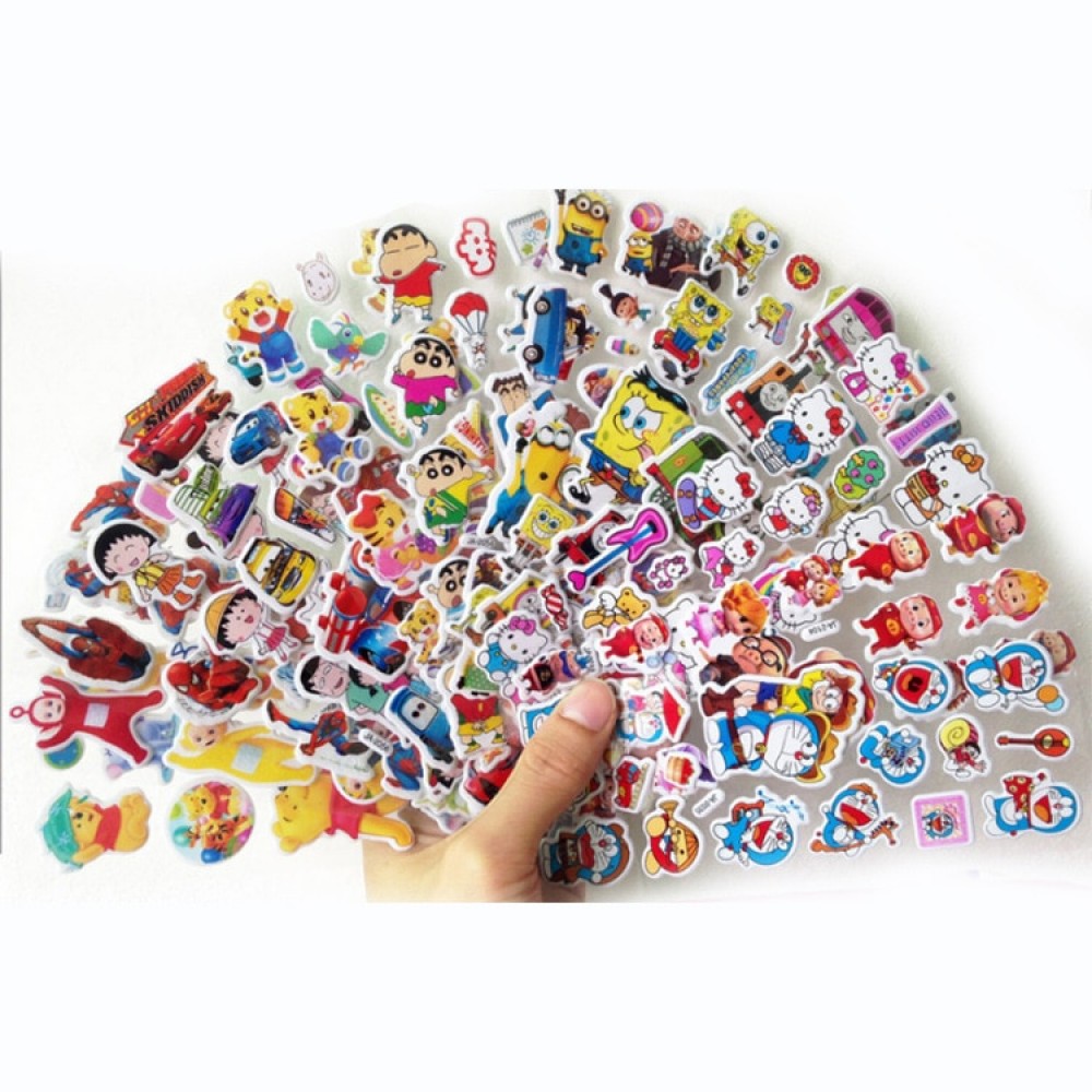 8pcs/lot cartoon patterns Fashion Brand Kids Toys Cartoon 3D Stickers Children girls boys PVC Stickers Bubble Stickers