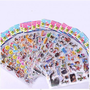 8pcs/lot cartoon patterns Fashion Brand Kids Toys Cartoon 3D Stickers Children girls boys PVC Stickers Bubble Stickers