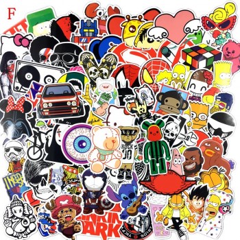 100 Pcs 8 Style Cartoon Pvc Waterproof  Sticker Toy Decal For Phone Laptop Luggage Bicycle Guitar Moto Adhesive Gift Stickers
