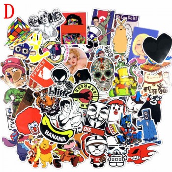 100 Pcs 8 Style Cartoon Pvc Waterproof  Sticker Toy Decal For Phone Laptop Luggage Bicycle Guitar Moto Adhesive Gift Stickers