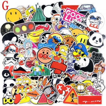 100 Pcs 8 Style Cartoon Pvc Waterproof  Sticker Toy Decal For Phone Laptop Luggage Bicycle Guitar Moto Adhesive Gift Stickers