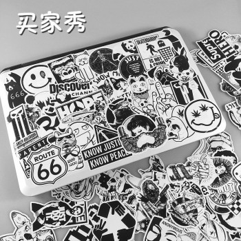 100 PCS Black and White Cool DIY Stickers For Skateboard Laptop Luggage Snowboard Fridge Phone Toy Styling Home Decor Stickers