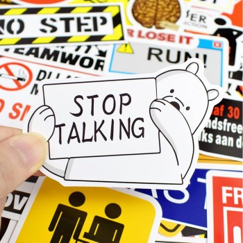 50 PCS Warning Stickers Danger Banning Signs Reminder Waterproof Decal Sticker to DIY Laptop Motorcycle Luggage Snowboard Car