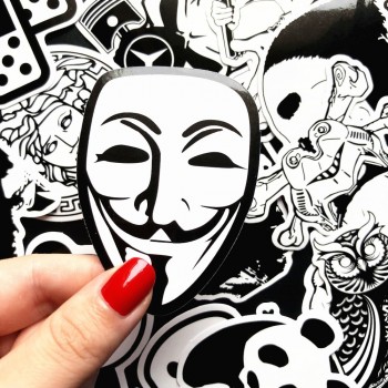 50pcs Random Black and White Sticker Graffiti Punk JDM Cool Stickers for Kids Sticker on Laptop Skateboard Suitcase Bike Helmet