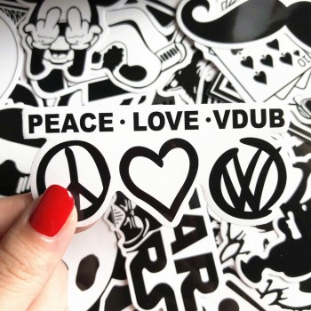 50pcs Random Black and White Sticker Graffiti Punk JDM Cool Stickers for Kids Sticker on Laptop Skateboard Suitcase Bike Helmet