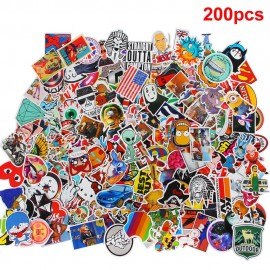 200pcs New Cartoon Random Color Sticker Hot Wholesale DIY Vinyl Decal Graffiti Sticker Bomb Laptop Waterproof Stickers Skate