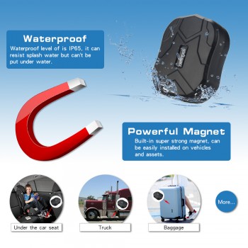 TK905 Waterproof Car GPS Tracker Magnet Vehicle GPS Locator Real Time Lifetime Free Tracking/APP 5000mAh Battery Standby 90Days