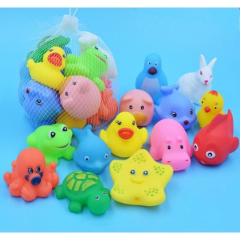 13pcs/lot Baby Bath Toys Animal Rubber Duck Kids Bathroom Water Play Toy Floating Squeeze Sound Squeaky Bathing Toys