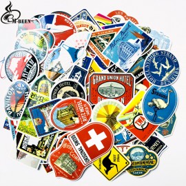 Mix 100PCS Retro Style Travel Hotel Logo Hawaii Stickers for Travel Suitcase Wall Pencil Box Bike Sliding Car Sticker DIY Decals