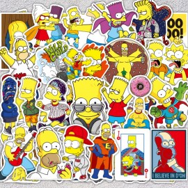 AQK 50Pcs/Lot Vinyl The Simpsons Stickers Funny Anime Cartoon Sticker For Skateboard Luggage Laptop Guitar Fridge Bike Car Decal