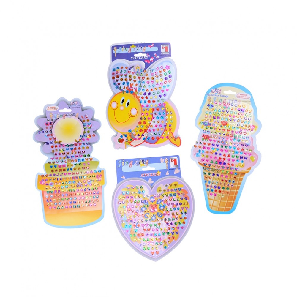4pcs/set Cartoon Reward Crystal Stickers Toy Wonderful Children Stickers Earring