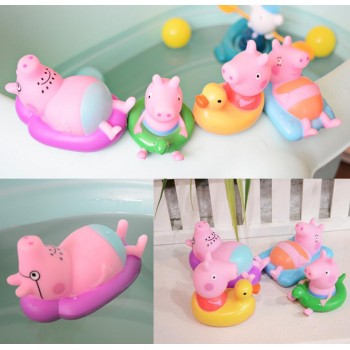 4PCS/SET Genuine PEPPA PIG pack of 4 action figure playset - peppa George daddy mammy play water- kids TOY gift Original box