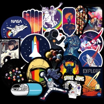 100pcs Pretty Galaxy Universe Astronaut Stickers for Luggage Laptop Decal Skateboard Stickers Bicycle Car Guitar Fridge Sticker