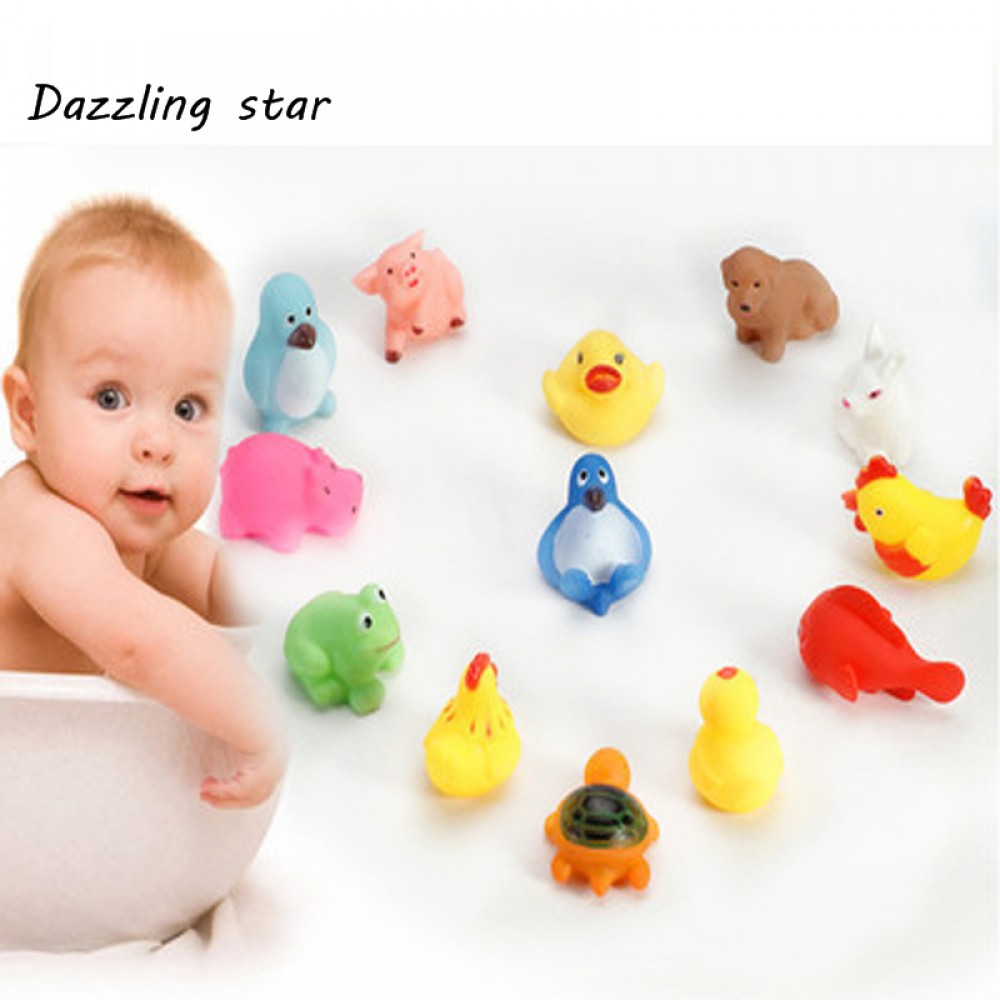 2018 New Optional 23 animals Lovely Mixed Animals Colorful Soft Rubber Float Squeeze Sound Squeaky Bathing Toy For Baby GYH