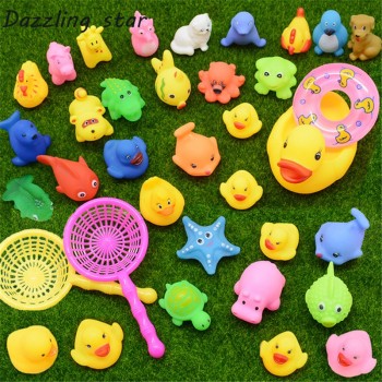 2018 New Optional 23 animals Lovely Mixed Animals Colorful Soft Rubber Float Squeeze Sound Squeaky Bathing Toy For Baby GYH