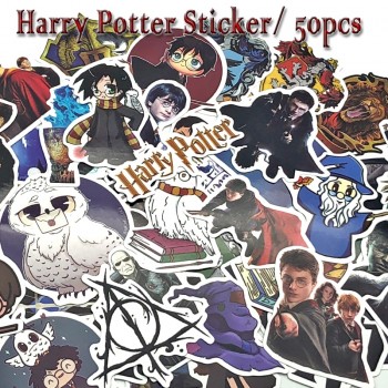 50pcs classic movie Harry Potter graffiti sticker for bicycle skateboard PVC waterproof toy sticker, childrens gift