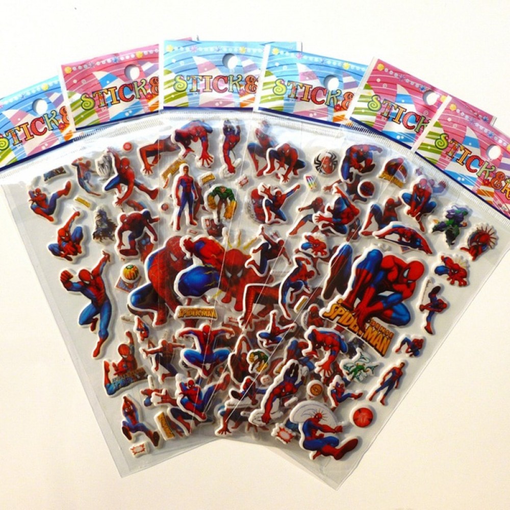 10 Sheets Spiderman Dinosaur DIY Stickers 3d Cartoon Children Stickers Child Toys Emoji PVC Scrapbook Gifts For Kids pegatinas
