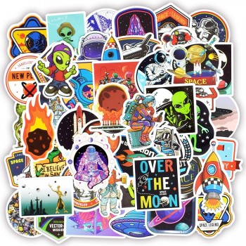 50 PCS Outer Space Stickers Toys for Children Alien UFO Astronaut Rocket Ship Planet Sticker to Scrapbooking Skateboard Laptop