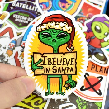 50 PCS Outer Space Stickers Toys for Children Alien UFO Astronaut Rocket Ship Planet Sticker to Scrapbooking Skateboard Laptop