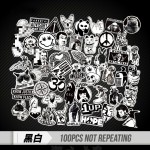 100 PCS Black and White Cool DIY Stickers For Skateboard Laptop Luggage Snowboard Fridge Phone Toy Styling Home Decor Stickers