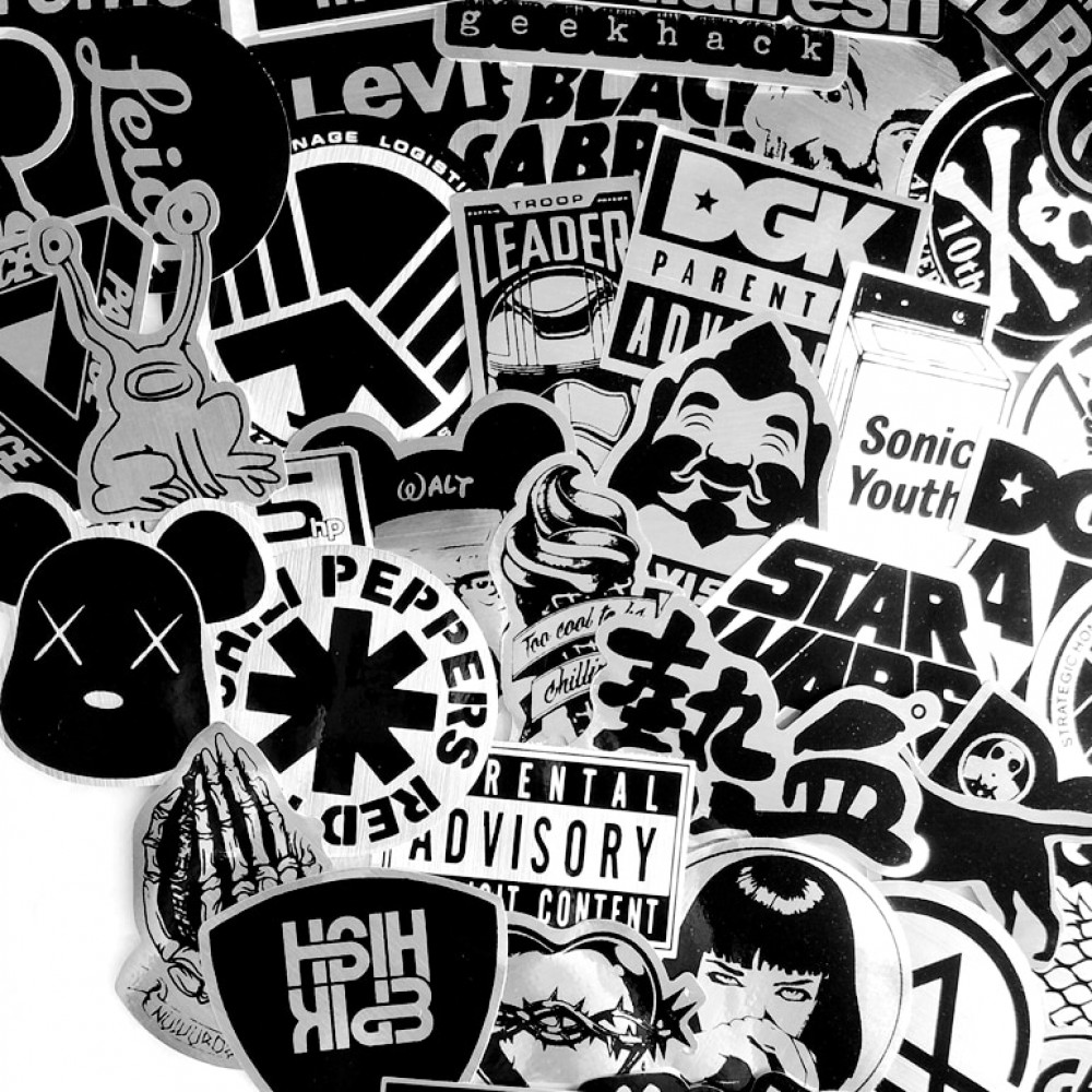 55 PCS Black and White Cool DIY Stickers For Skateboard Laptop Luggage Snowboard Fridge Phone Toy Styling Home Decor Stickers
