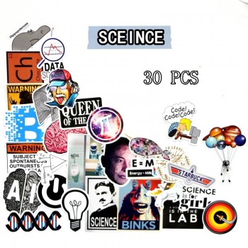 30 PCS science chemistry lab astronaut stickers blockchain code Brain scientists funny stickers for child gift decor Luggage